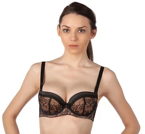 Panache Black Label Women's Loren Molded Lace Overlay Balconette Lingerie Bra - Picture 1 of 4