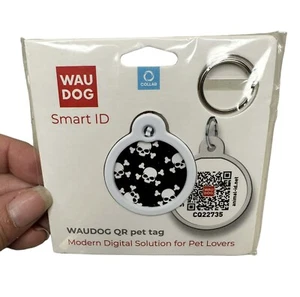 NEW WAUDOG Smart ID QR Code Tracker Pet Tag For Collar Skull Design - Picture 1 of 1