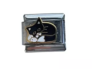 SILVER BLACK CAT CLASSIC ITALIAN CHARM  fits all 9mm Italian bracelets U13 - Picture 1 of 6