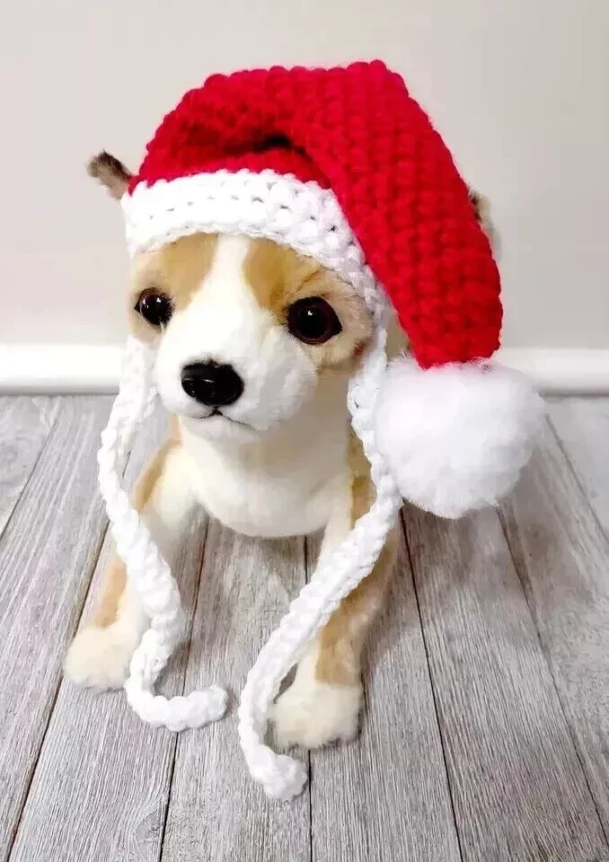 Custom Pet Sweater Knitted Christmas Hat, Santa Hat Beanie, Santa