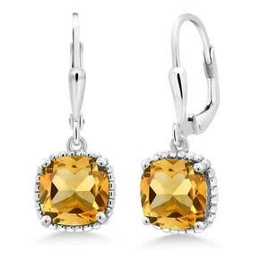 925 Sterling Silver Citrine Dangling Earrings For Women (6.00 Cttw, Gemstone - Picture 1 of 5