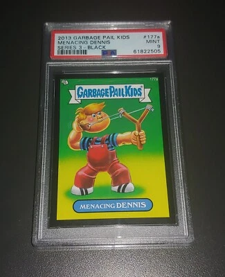 2013 Garbage Pail Kids S3 Menacing Dennis #177a Black Parallel PSA 9 MINT - Image 1 of 4