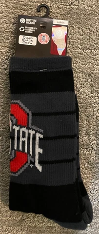 NCAA Ohio State OSU Buckeyes Officially Licensed Quad Black Crew Socks Large L Cover