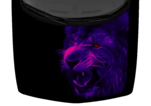 Snarling Lion Head Growling Truck Hood Wrap Vinyl Car Graphic Decal Purple Pink - Picture 1 of 1