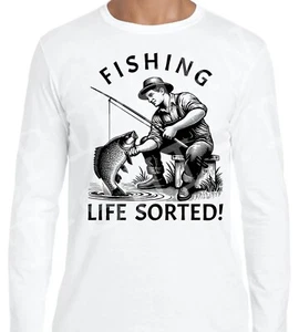 Fisherman Long Sleeve T-Shirt Fathers Day Angler Gift Birthday Brilliant Fishing - Picture 1 of 3