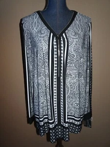 INC International Concepts Damen Carerra Marmor halber Reißverschluss Tunika Top Größe 2X Neu mit Etikett - Bild 1 von 4