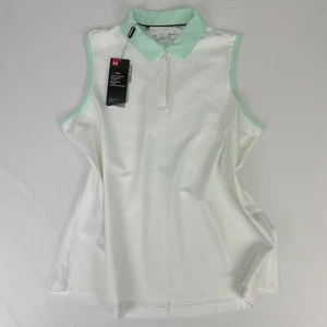 Under Armour Womens Iso-Chill Shady White Sleeveless Tank Polo Shirt Size Medium - Picture 1 of 4