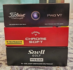 3 Dozen New Premium Golf Balls - Pro V1, Chrome Soft, MTB Black - Picture 1 of 6