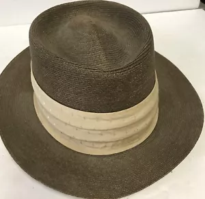 Vintage Champ Milan Woven Fedora Brown Sz 6 7/8 Men's Hat - Picture 1 of 6