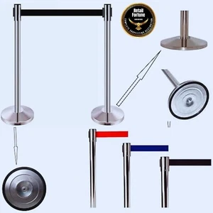 Coppia Barriere Controllo Folla Resistenti Retrattili Coda Control Post 2m Cinghia - Foto 1 di 4