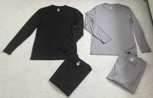 Hanes Mens Cool Dri Long Sleeve T Size M Lot Of 4 Black And Gray - Picture 1 of 7