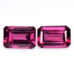 1.43 Ct & 6x4x2.5 mm_ Natural Purple Rhodolite Garnet 6x4 Octagon Pair Gemstones - Picture 1 of 12