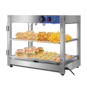 2 Tier Electric 800W Food Warmer Display Case Commercial Food Pizza Showcase New - Picture 1 of 12