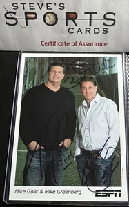 ESPN Mike Greenberg & Golic Dual Signed 5x7 Photograph w/ COA & Top Loader - Picture 1 of 5