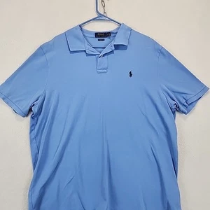 Polo RALPH LAUREN Men XL Light Blue Polo Golf Shirt Preppy Beach Old Money Retro - Picture 1 of 12
