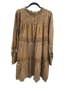 Old Navy Langarm Biesen Clip Punkte Mini Swing Kleid braun Gr. Small Tall schick - Bild 1 von 13