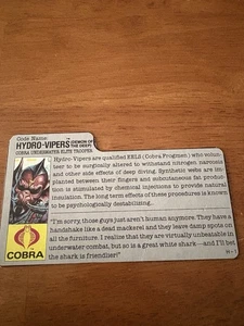 Gi Joe Cobra Hydro Vipers Karteikarte - Bild 1 von 2