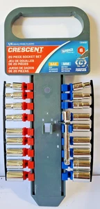 Crescent 1/4in Drive SAE/METRIC Socket Set NO  RATCHET 18 Sockets 3" Extension - Picture 1 of 9