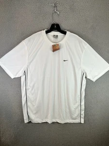 Vintage Nike Shirt Mens Large White Short Sleeve Swoosh Basketball Deadstock Y2K - Picture 1 of 9