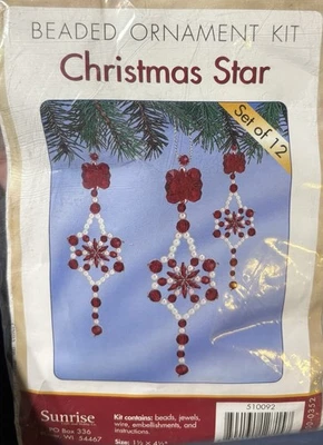 Herrschners Sonnenaufgang Perlen Weihnachtsschmuck Set Weihnachtsstern 12er Set. - Bild 1 von 3