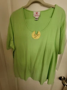 Traje de 2 piezas QUACKER FACTORY verde adornado limón perla talla 2X - Imagen 1 de 5