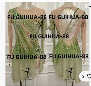 Vestido de competición de patinaje artístico sobre hielo disfraz de gimnasia baile vestido teñido - Imagen 1 de 8