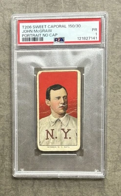 1909-11 T206 John McGraw HOF PSA 1 New York Giants Sweet Caporal Portrait No Cap - Image 1 of 2