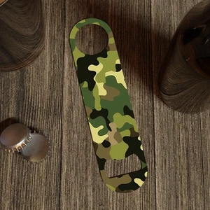 Camouflage Bottle Opener Stainless Steel Bar Blade Double Sided Print Cameo - Picture 1 of 7