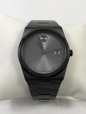 Мужские кварцевые часы Movado Bold Quest серый циферблат черные IP нержавеющая сталь 3601224 - Изображение 1 из 4