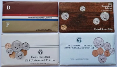 1984, 1985, 1988, 1989 US Mint Uncirculated Coin Sets w/ P&D Mints - Image 1 of 4
