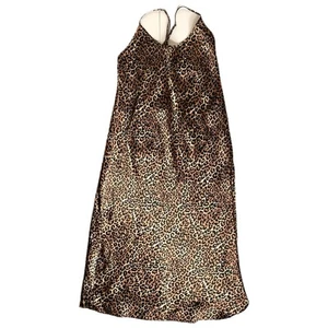 Vintage Satin Slip Dress Leopard Cheetah Print Lingerie Size Large Punk - Picture 1 of 6