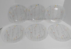 Farmhouse Wildflower Wild Flower Frosted Glass Dinner Plates 10.75" Set/6 France - Picture 1 of 6