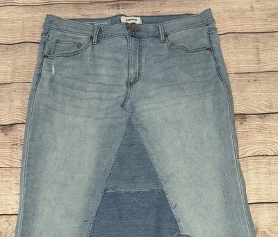 Модная женская длинная джинсовая юбка легкая стирка потертая розетка талия 34 ручная работа - Изображение 1 из 4