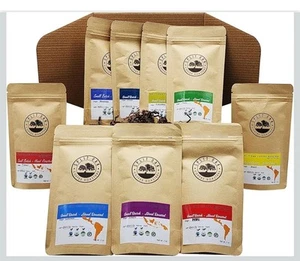 Caja de regalo de café surtida paquete de 9 granos enteros 2 oz Timor Colombia Etiopía Brasil - Imagen 1 de 3