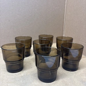VERECO FRANCE  set of 7  GLASSES Excellent 6 OZ, smoke brown - Picture 1 of 7