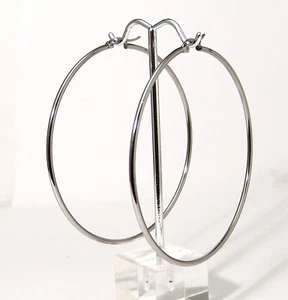 3 inch Hoop Earrings Stainless Surgical Steel Hypoallergenic Polished High Shine - Picture 1 of 3