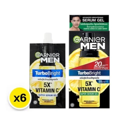 6x Garnier Masculino Turbo Brilhante Super Sérum Gel 5x Vitamina C Mancha Escura Brilhante 7 ml - Imagem 1 de 4