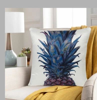 Funda de Almohada Blanca Estampada de Piña Funda de Cojín Almohada Decorativa 16x16" Foto 1 de 4