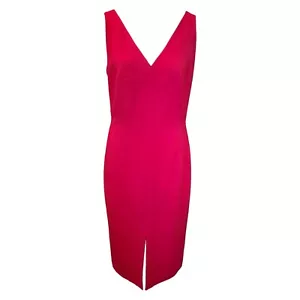 Jasper Conran Midikleid rot Wolle Krepp UK 14 ärmellos Luxus Smart Work neu - Bild 1 von 7