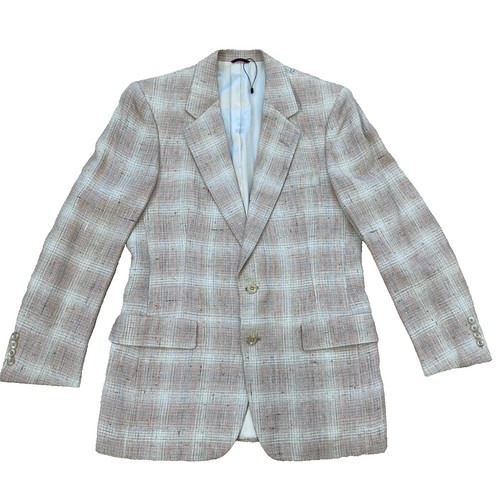 Cappotto sportivo blazer tweed plaid uomo Christian Dior vintage 1982 nuovo senza etichette 40R raro