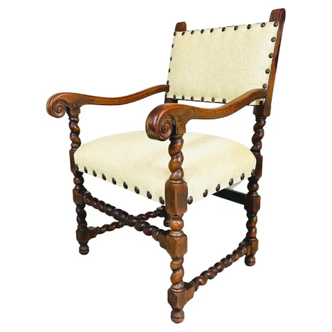 Jacobean Walnut Barley Twist Arm Chair by Kittinger 19th Century Cover