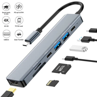 7 in 1 Multiport USB-C Hub Typ C auf USB 3.0 4K HDMI Adapter für Macbook Pro - Bild 1 von 4