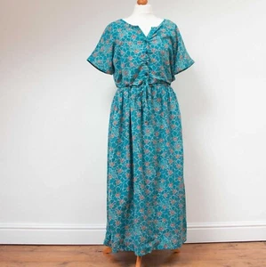Seasalt Cornwall UK 12 'True Note Dress' Teal Orange Floral Midi Pockets Lined - Picture 1 of 6