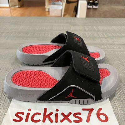 Nike Jordan Hydro 4 Retro Slide (GS) 'Black Cement Grey' Sz 7Y [532226 006] - Image 1 of 4