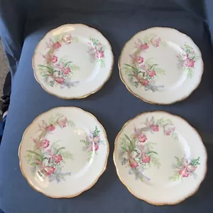 4 Vintage Roslyn China “Sweet Romance” Floral & Gilded Side Plates. - Picture 1 of 5