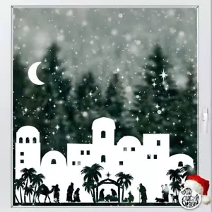 Nativity Village Christmas Window Clings - Dizzy Duck Xmas Window Sticker Decals - Picture 1 of 7