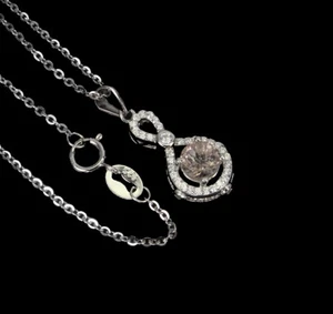 925 Sterling Silber Halskette Runde Morganit 5Mm Edelstein Schmuck 18 - Bild 1 von 9