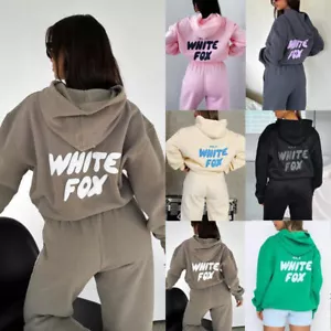White Fox Boutique Hoodie 2Pcs Tracksuit Set Hooded Sweatshirt Pullover Fleece-A - Picture 1 of 18