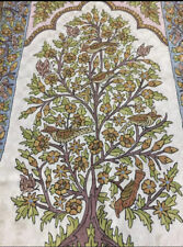 Kashmir India Silk Thread Hand Embroidery Crewel Work Tree Of Life Tapestry Rug