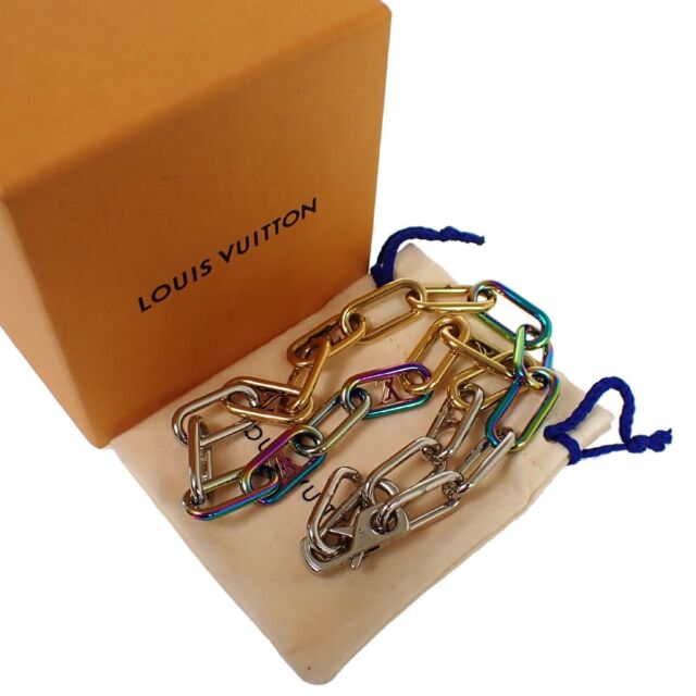Louis Vuitton LV pulseira（20cm）corrente de grossa cubana 18K banhado a ouro  e prata feminina e masculina acessórios joias de moda - Escorrega o Preço